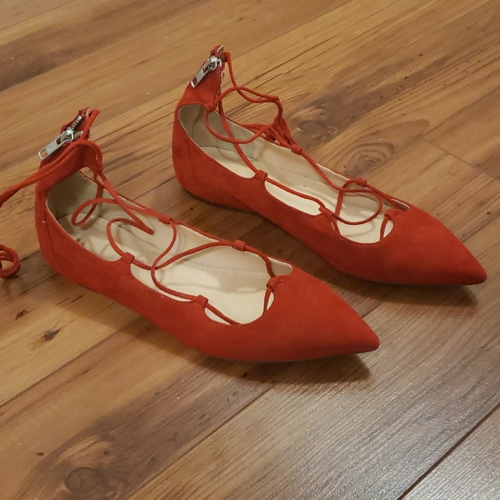 J. Crew suede lace up flats - Picture 1 of 2